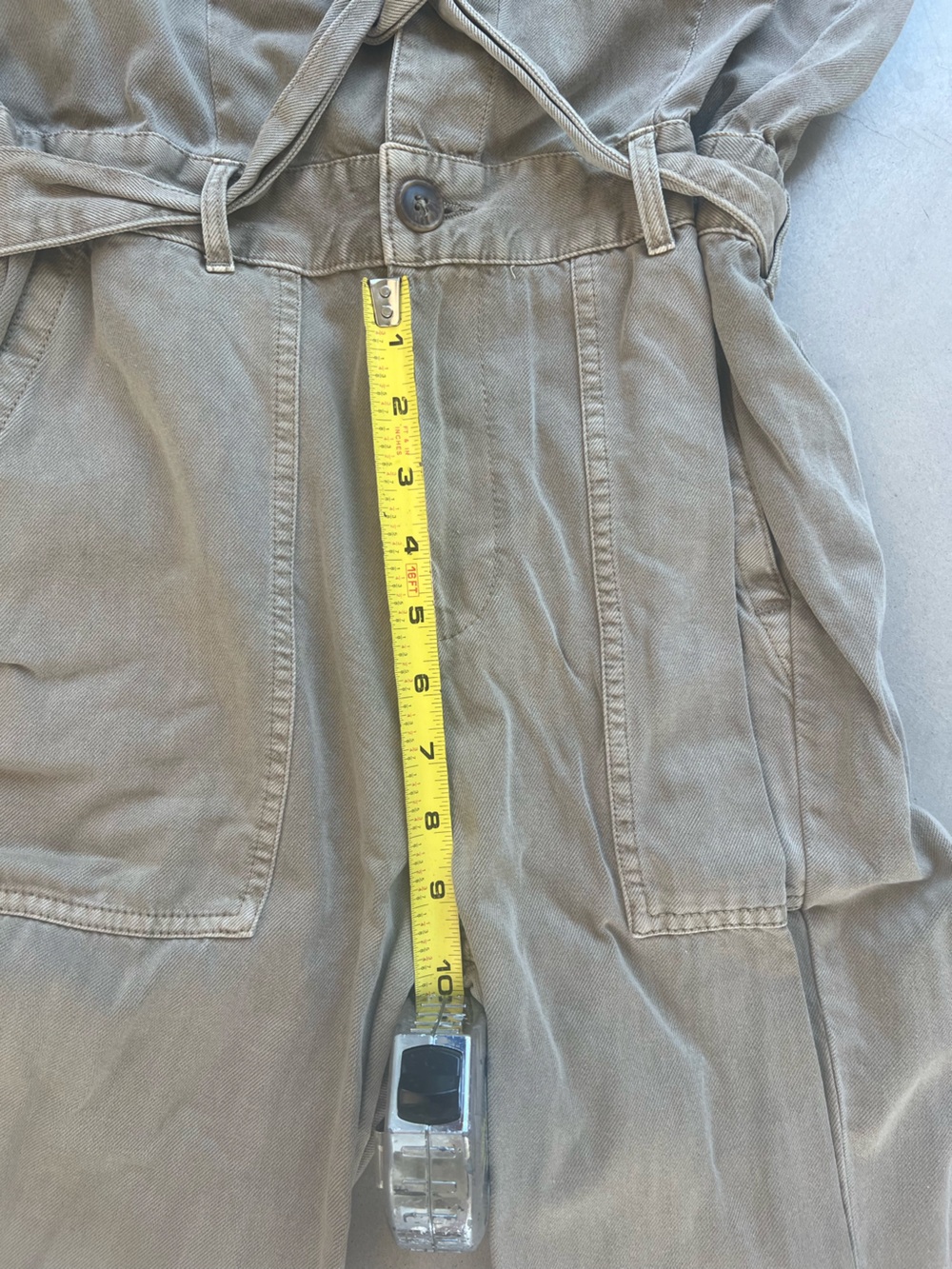 Lucky Brand Olive-Taupe Utility Jumpsuit with Waist Tie - Picture 13 of 15